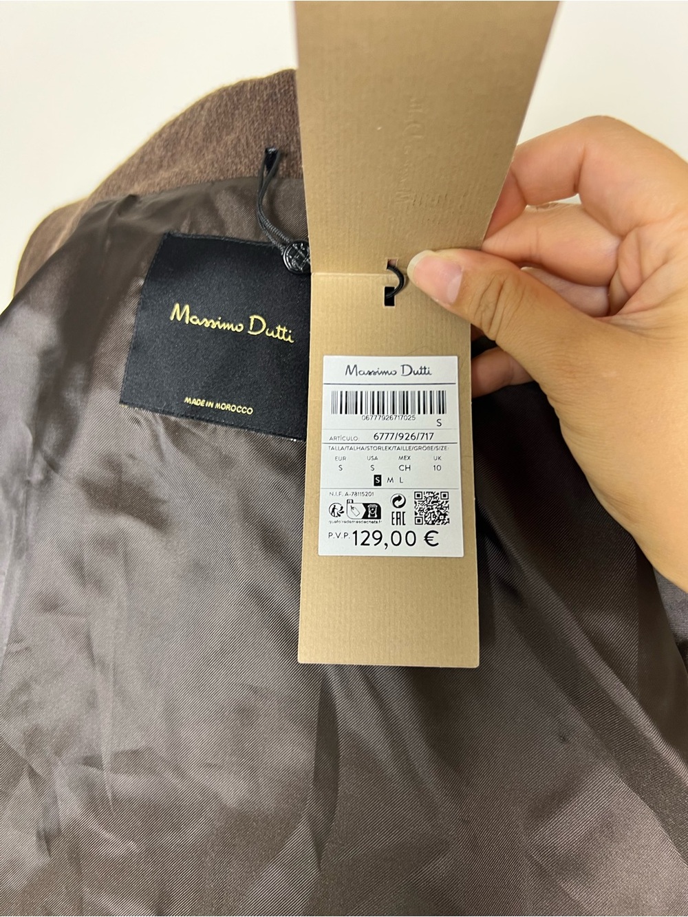 Massimo Dutti Brown Cropped Zip Jacket Women S NWT Boxy Oversized Collar - Picture 8 of 11